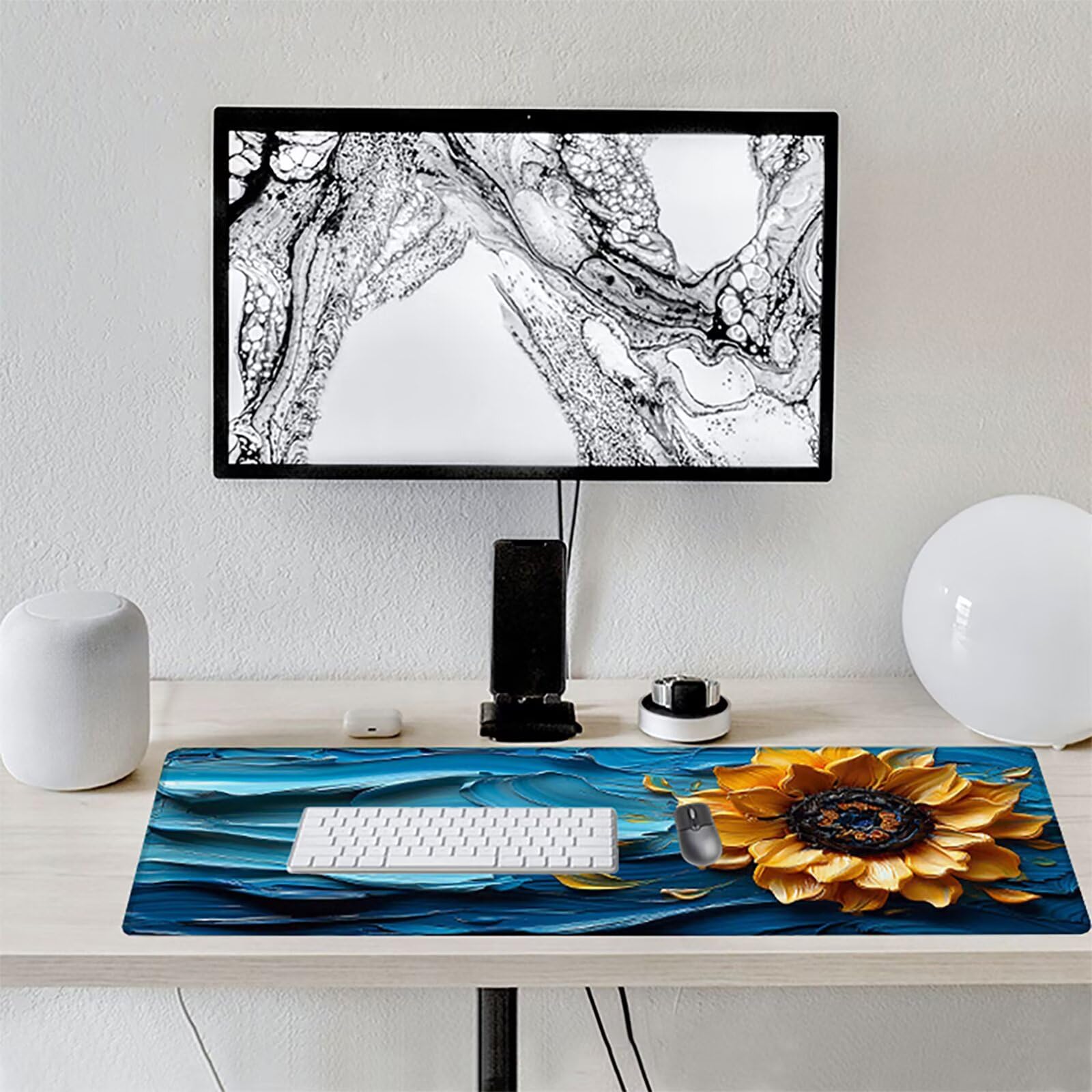 Girasol Alfombrilla Ratón Gaming XXL 1500x800x3mm, Alfombrilla Gaming Amarillo Mousepad con Base de Goma Antideslizante, Impermeable Desk Mat para Teclado y Raton, Accesorios Gaming, Regalos O-I