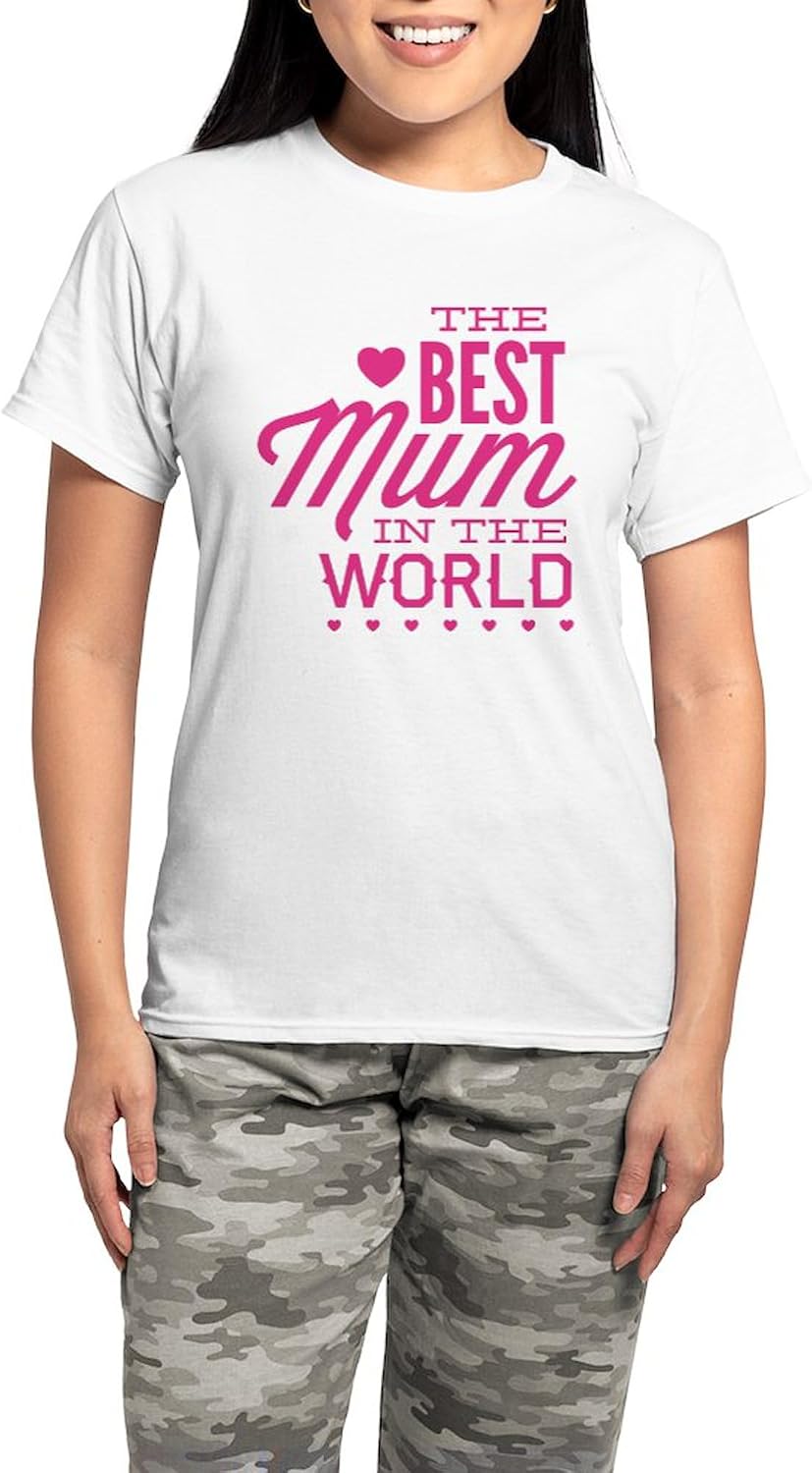 CafePress The Best Mum in The World Women's Light Pajamas Women's Novelty Cotton Pajama Set, Comfortable PJ Sleepwear