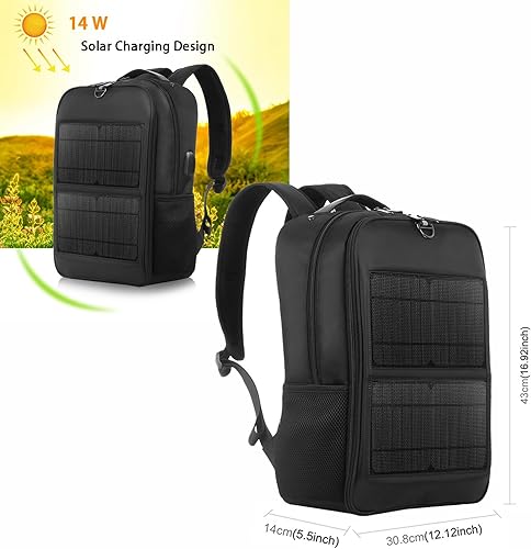 Miniatura 2 de 14W Solar Backpack - Waterproof, Smart USB Charging Backpack, Ergonomic Multifunction Laptop Bag Outdoor Hiking Backpack, Perfect for Business,