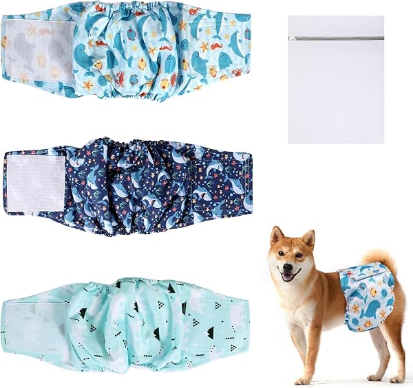 Hapurs Washable Male Dog Diapers Pack of 3