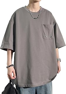 [Easykode] 夏服 メンズ ポケット付き Tシャツ 半袖 無地 ティーシャツ かっこいい 服 涼しい トップス 丸首 てぃーしゃつ 定番 シンプル カットソー カジュアル tshirt men 吸汗速乾 ストレッチ 薄手 スポーティ 夏