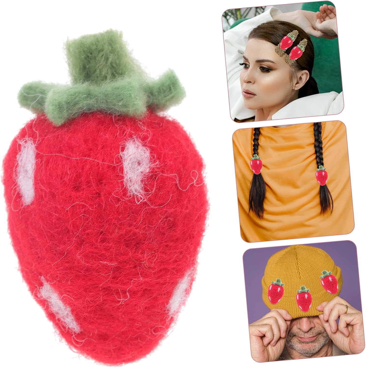 COOPHYA 10pcs Wool Felt Strawberry Crafts DIY Handmade Plush Decorations for Boys and Girls for Home Decor Party Supplies and Creative Projects
