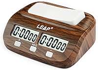 LEAP Relógio de xadrez, temporizador de xadrez digital, profissional para jogos de tabuleiro, temporizador com função de alarme (loja oficial) aparência de madeira