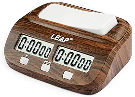 LEAP Relógio de xadrez, temporizador de xadrez digital, profissional para jogos de tabuleiro, temporizador com função de alarme (loja oficial) aparência de madeira