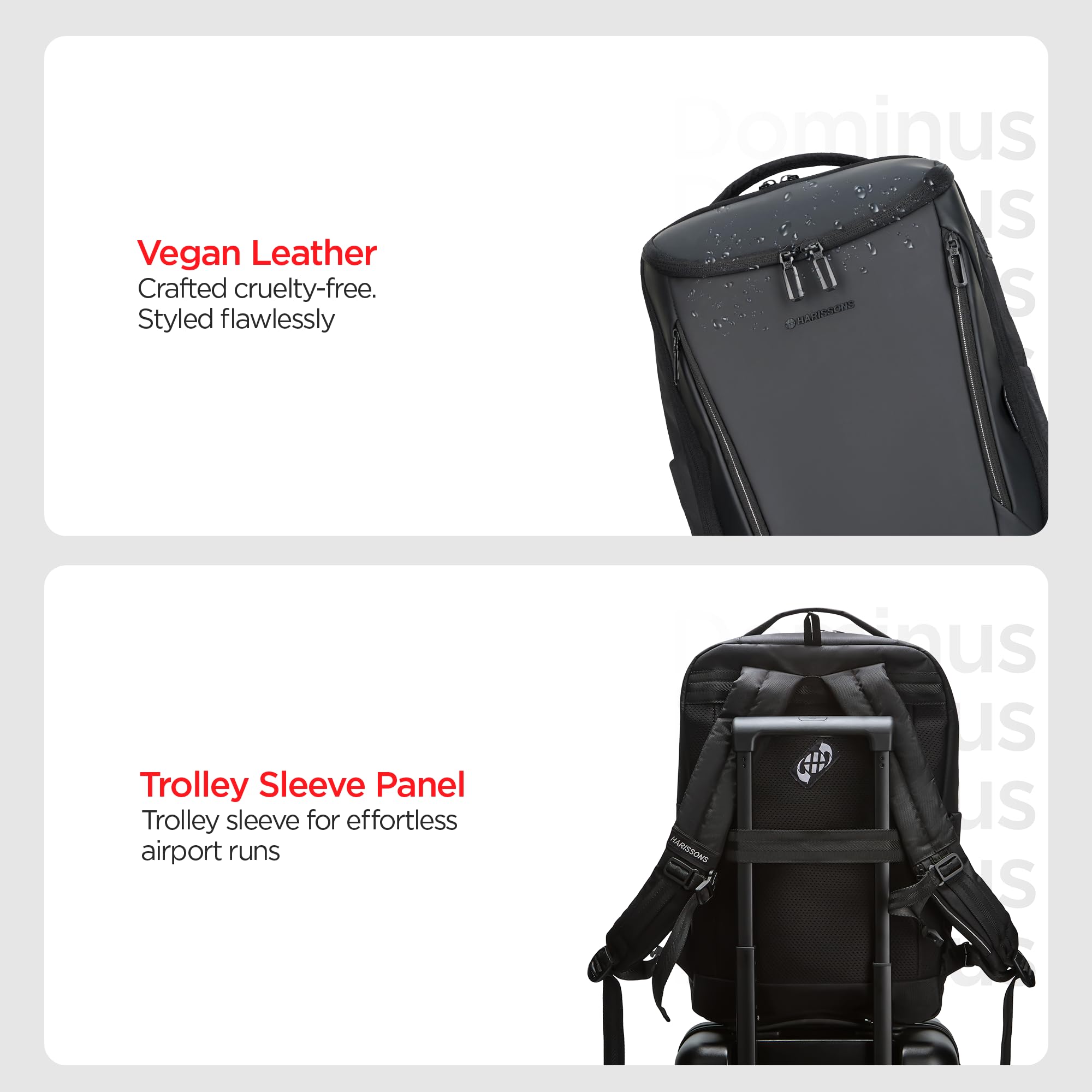 HARISSONS Dominus Business Laptop Backpack | 35L | Fits 15.6β Laptop | 1000D PU-Coated Polyester | Work, Travel & Commute | USB Charging & Rain Cover (Black) 4