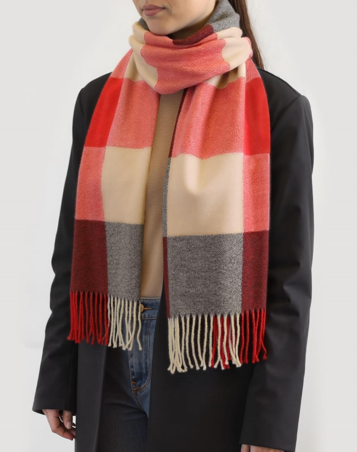 Womens Scarf Winter Blanket Large Scarves Thick Soft Warm Plaid Chunky Scarfs - Image 6