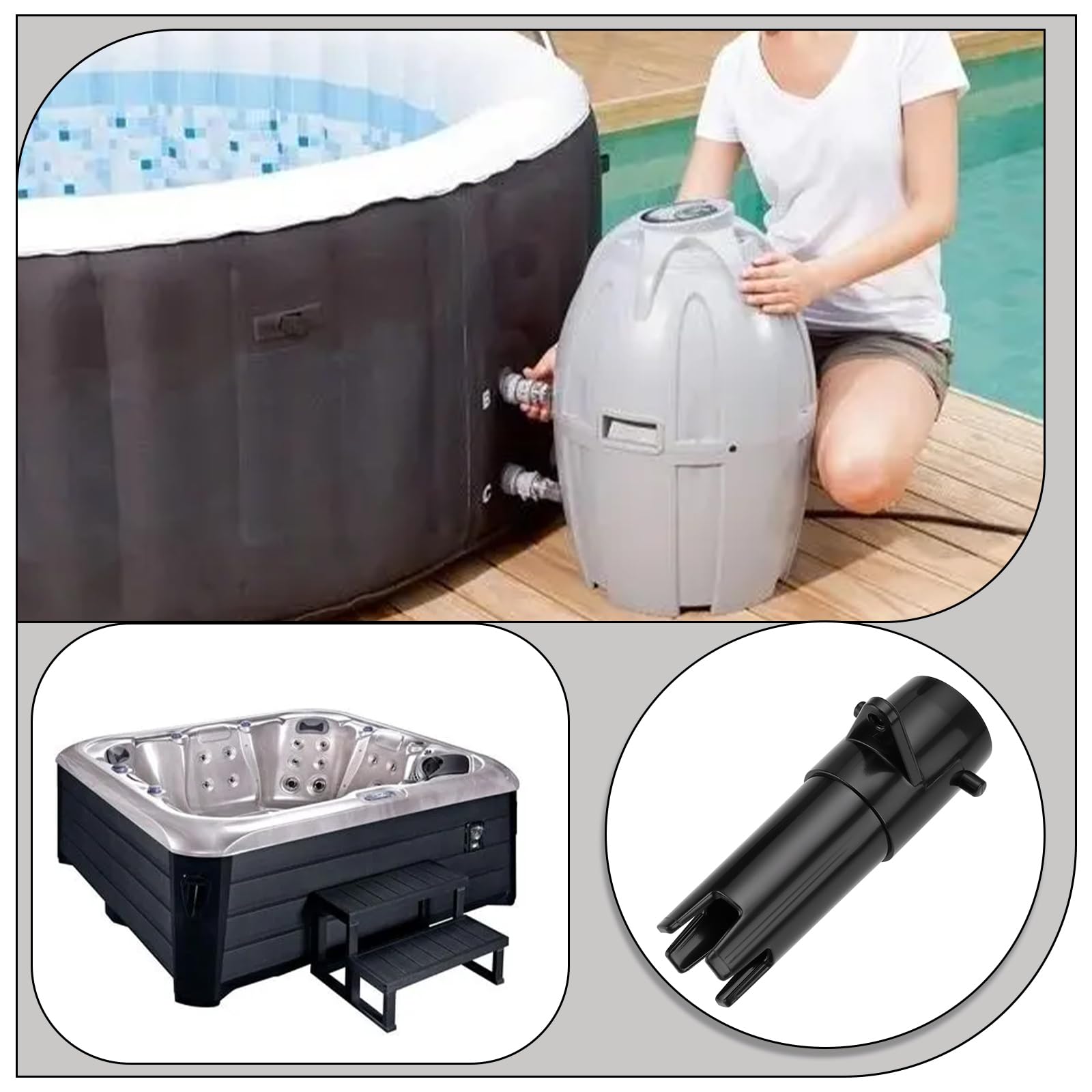 Lot de 2 adaptateurs de tuyau de dégonflage compatibles avec Bestway Compatible avec Coleman Noir
