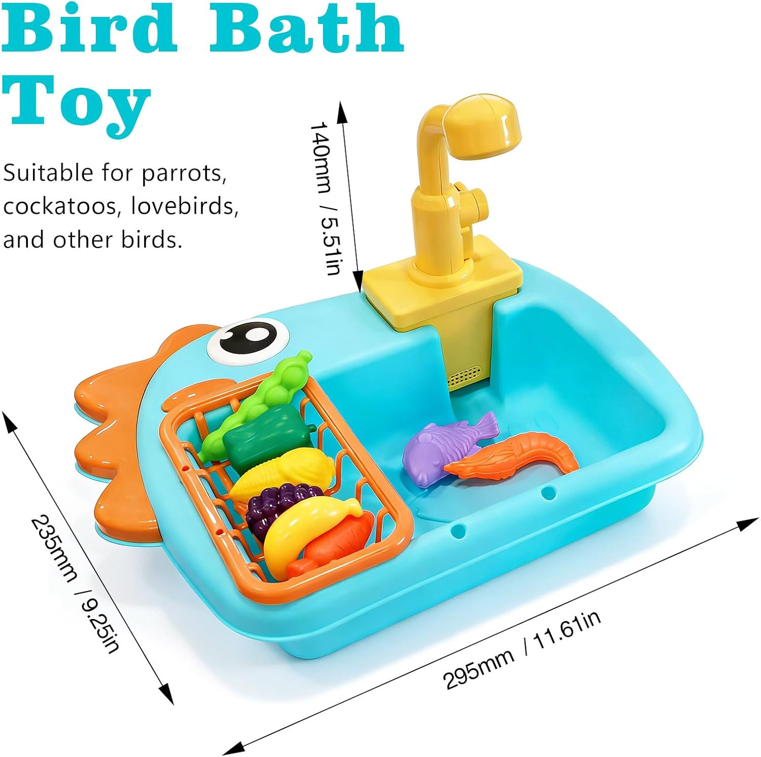 Bird Bathtub Parrot Shower Box, Bird Automatic Bathtub with Faucet Bird Bathing Tub Container Cage Accessory for Parakeet, Ferret, Budgie, Cockatiel image 2