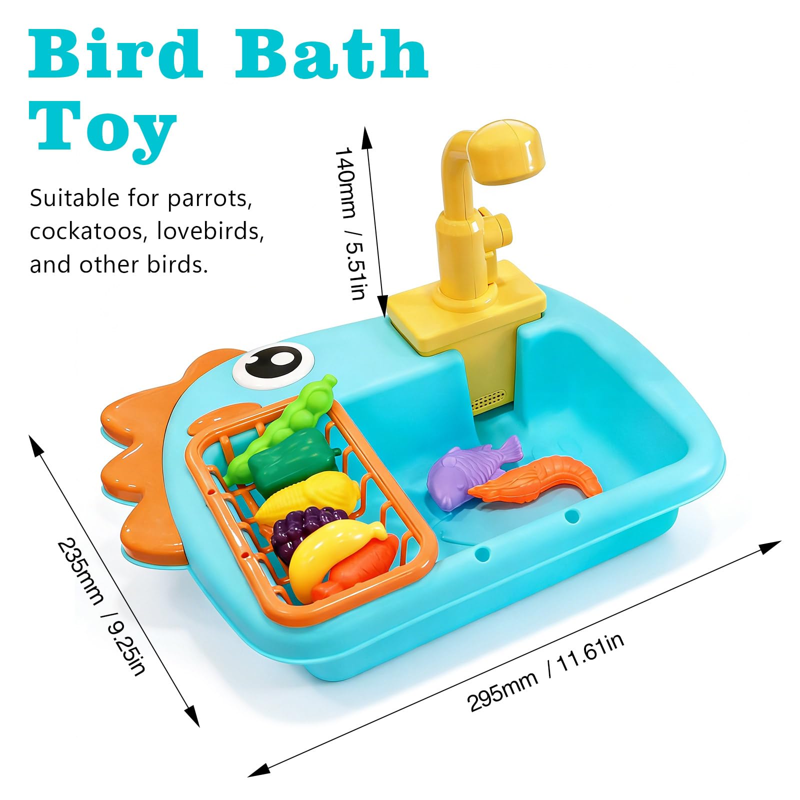 Bird Bathtub Parrot Shower Box, Bird Automatic Bathtub with Faucet Bird Bathing Tub Container Cage Accessory for Parakeet, Ferret, Budgie, Cockatiel - image 2