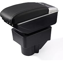 T TGBROS Car Armrest Box for 2011-2018 Ford Fiesta MK7Not fit for 2012 Fiesta Storage Center Console Double Layer 7 USB Ports Armrest Organizer Box All Black