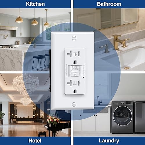 Vista 24 de ELECTECK Paquete de 10 salidas GFCI de 20 amperios, a prueba de clima al aire libre (WR), receptáculos GFI de autoprueba con indicador LED