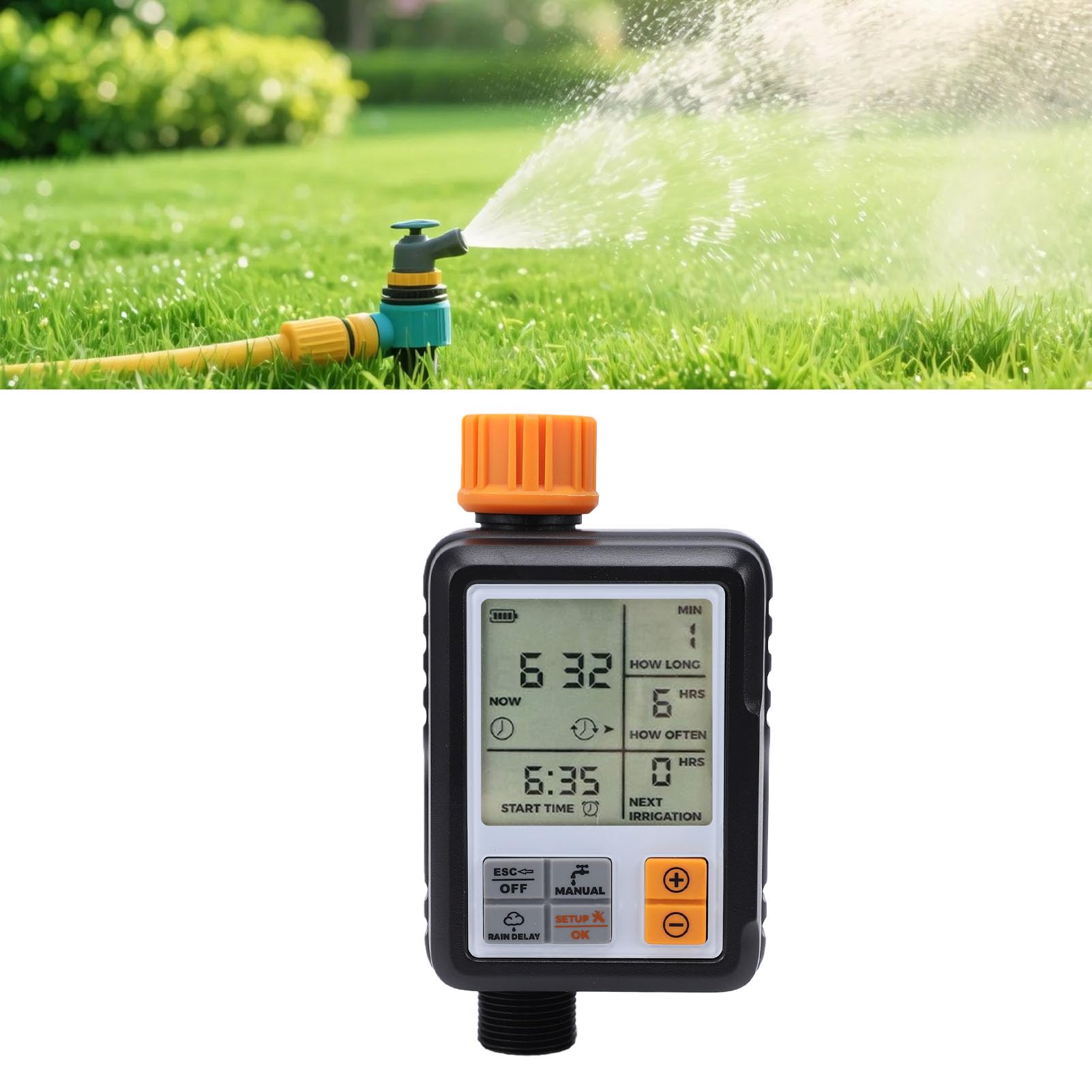 Aramox Temporizador de Riego, Temporizador de Aspersor Programable ABS con Pantalla Grande, Protección IP55, Horario Personalizado y Uso de Baja Energía para Usuarios de Invernaderos de Jardín