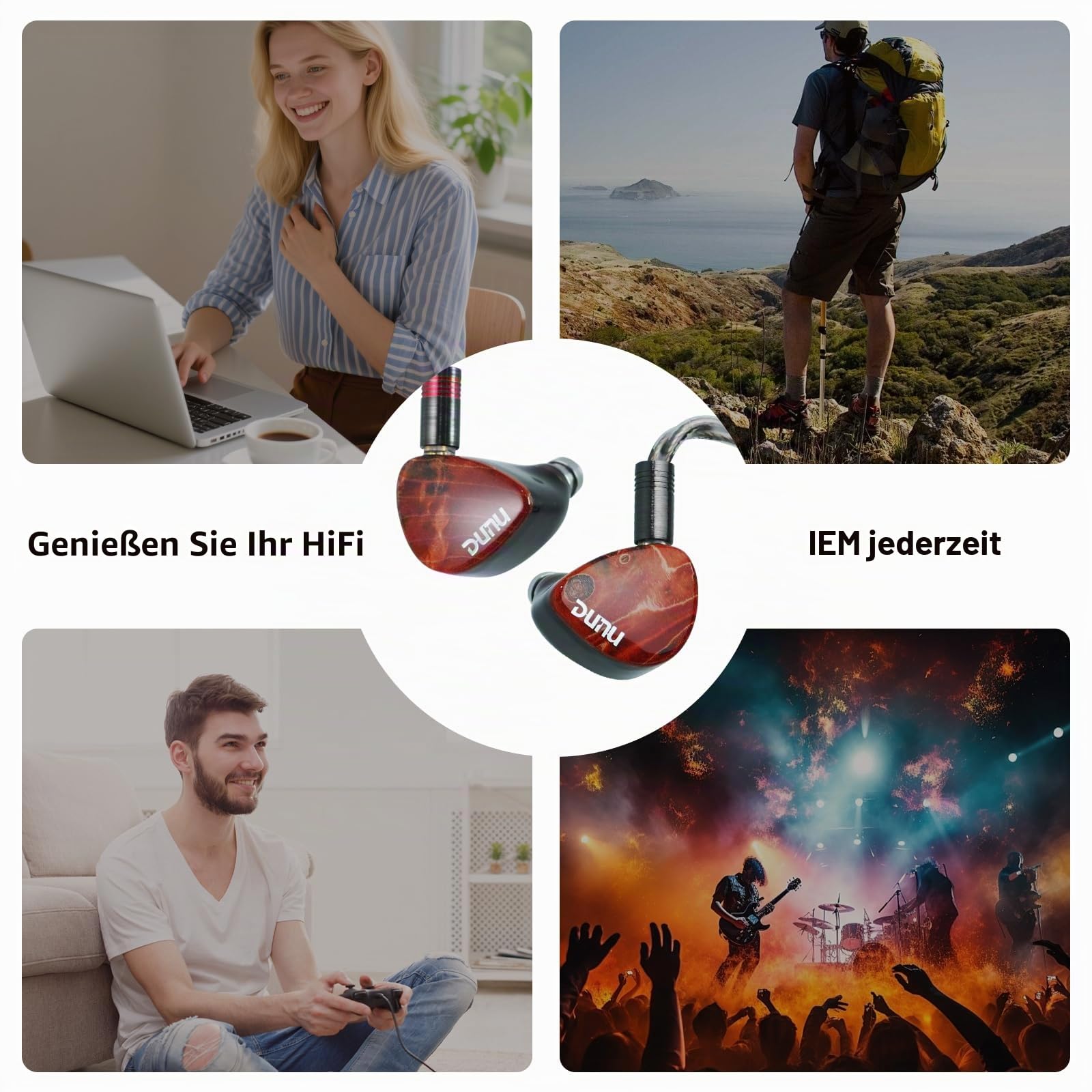 HiFiGo DUNU x Gizaudio Da Vinci IEMs 2DD+4BA, Dual Dynamic und 4 Balanced Armature Treiber Hybrid In-Ear Ohrhörer HiFi mit 5-Wege-Frequenzweiche (Da Vinci)