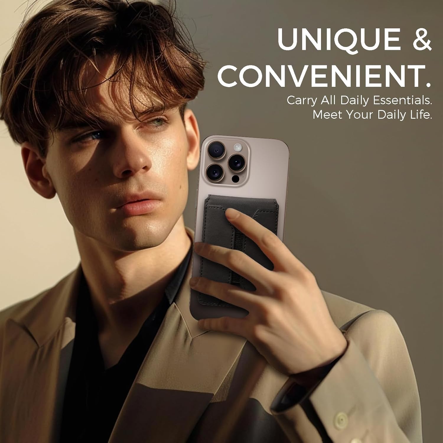 Denior Magnetic Wallet 4 Card Slots Capacity for 5-6 Cards, Ultra Slim RFID for Magsafe Phone Wallets, PU Leather & Elastic Band Card Holder Compatible with iPhone 17/16/15/14/13/12 Series (Black) - Image 6