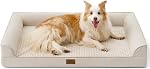 COZY KISS Lit de chien orthopédique pour Chien Extra Grande Taille, XL Bolster Pet Couch avec doublure imperméable, U Shaped Foam Sofa anti-dérapant fond avec lavable housse amovible, 112x81x18cm, gris