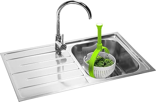 Miniatura 4 de Dreamfarm Spina 2-En-1 Fácil de Usar, Collapsable Hilandero de Ensalada y Colador para Ensalada, Fruta, Verdura, Lechuga - Blanco/Verde