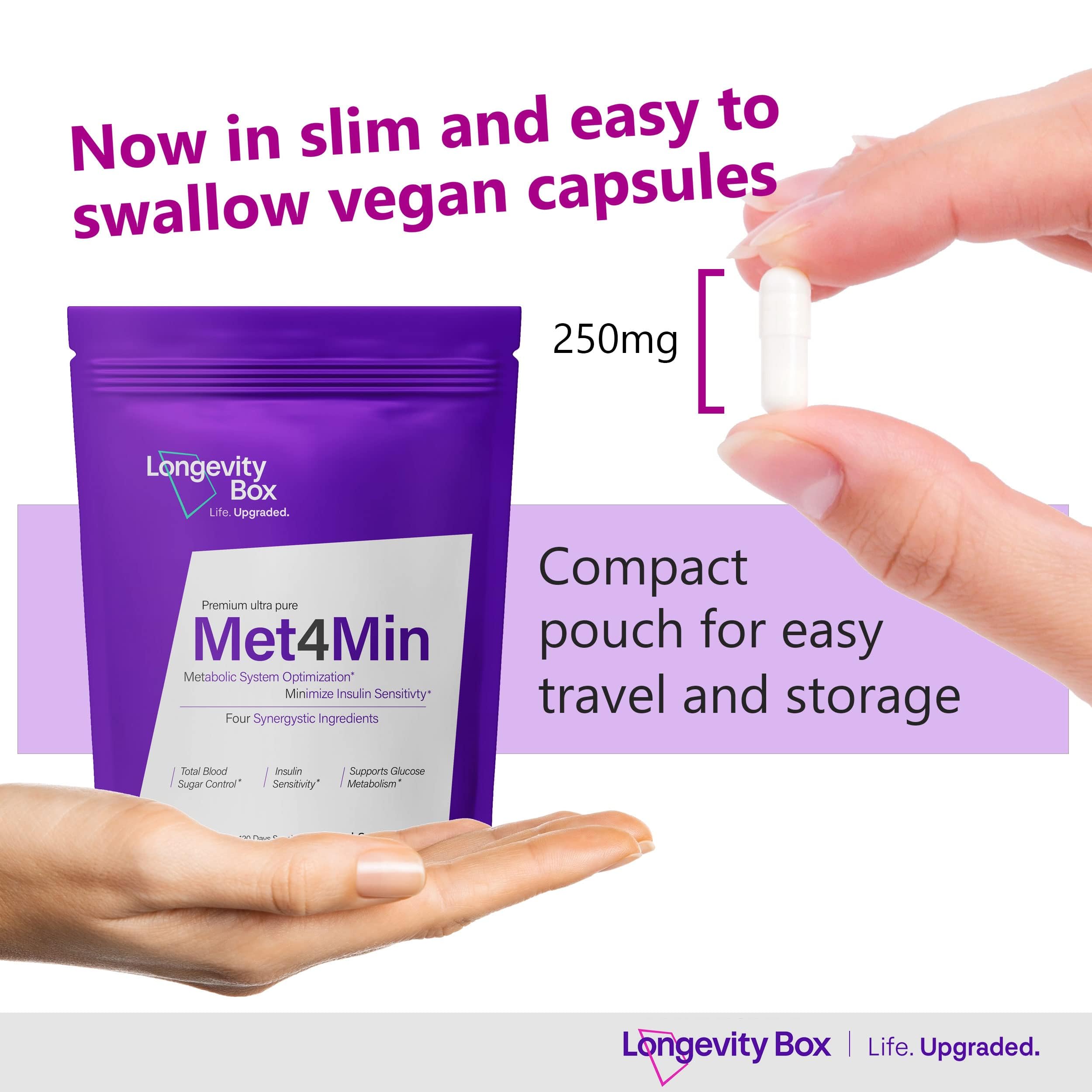 Met4Min – 120 cápsulas – fórmula para glucosa/insulina con berberina, cromo, NAC & mio-inositol