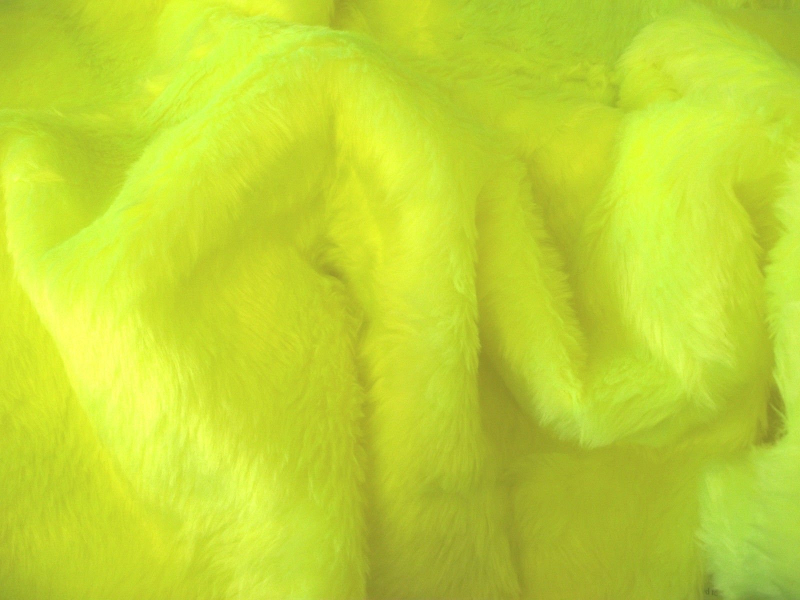 Plain Fun Faux Fur Fabric Material NEON FLO Yellow, Sample - 10cmx10cm