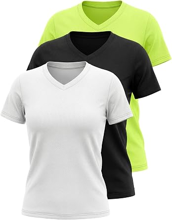 Multipack Womens Short Sleeve T-Shirts, Athletic Exercise Workout Clothes, Running Gym Dance Tops