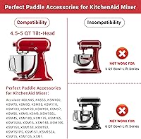Vista 5 de Batidor Flex Edge para KitchenAid de 4.5/5 cuartos de galón con cabezal inclinable, accesorio de paleta para mezclador KitchenAid con raspador