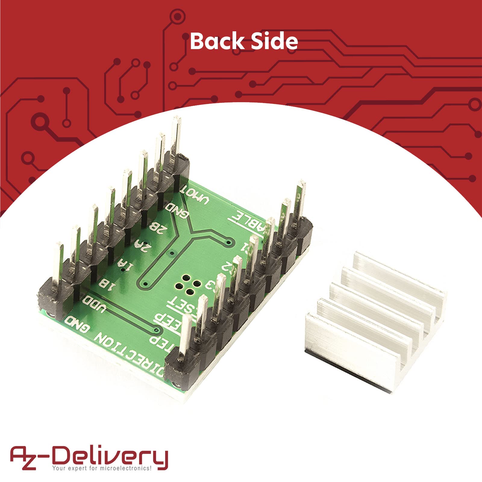 AZDelivery 3 x A4988 Moduł sterownika silnika krokowego z radiatora kompatybilny z Arduino i Raspberry Pi w zestawie e-Book!