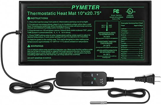 Seedling Heat Mat 10x20.75 with PID Thermostat & Timer, Hydroponic Heating Pad for Seed Starting, Plant Germination, Indoor Gardening & Greenhouse