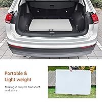 Vista 5 de Mesa plegable de 8 pies, mesas plegables de plástico resistente con asa de transporte, mesa plegable por la mitad ligera con función de bloqueo