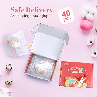 40 Easter Lollipops - Easter Candy Individually Wrapped Bulk, Easter Basket Stuffers and Spare Time Indulgence