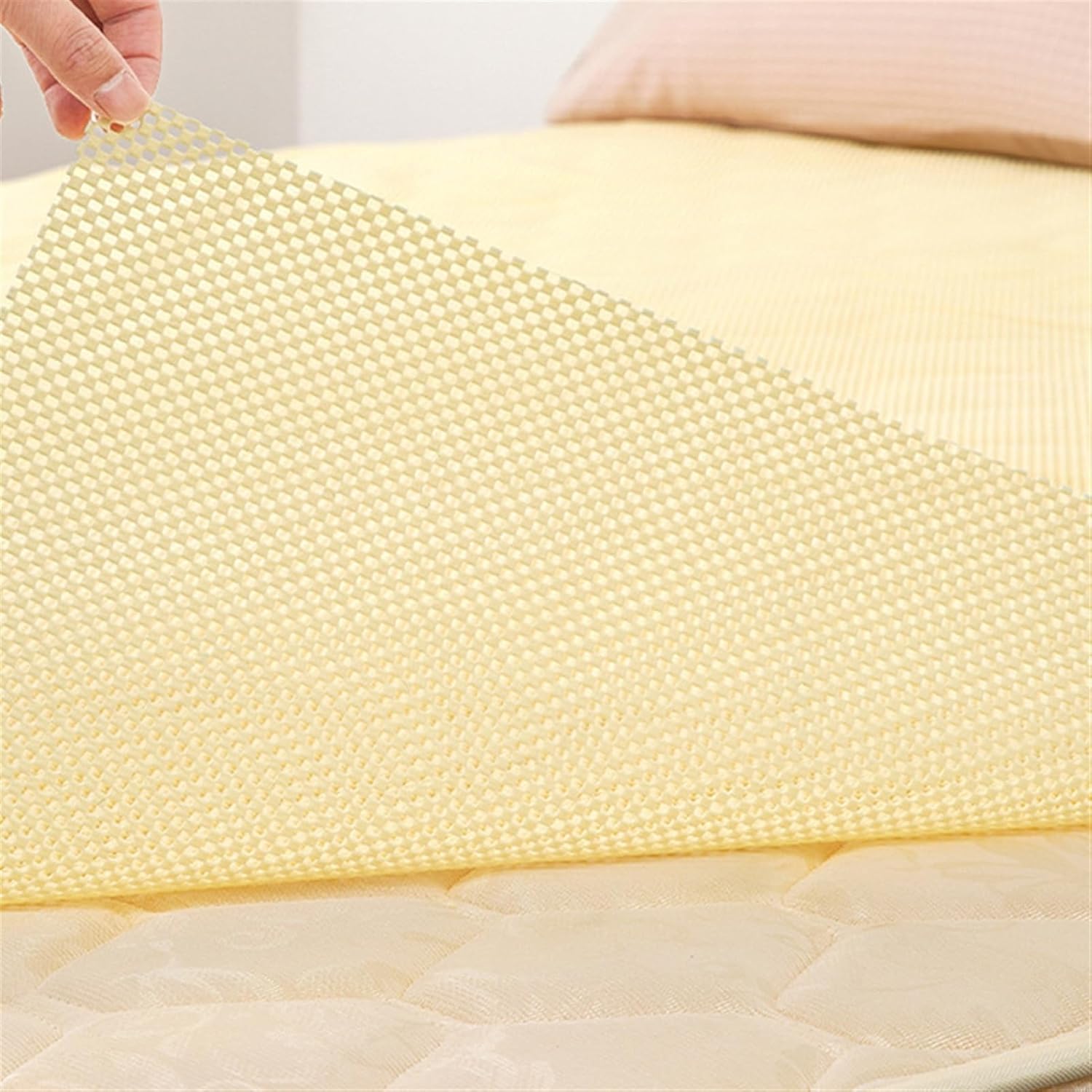 GIBZ Shelf Cabinet Liner Non-Adhesive, PVC Kitchen Liner, Washable Easy to Cut Drawer Mat for Kitchens Cupboard, Beige, 23" x 390"