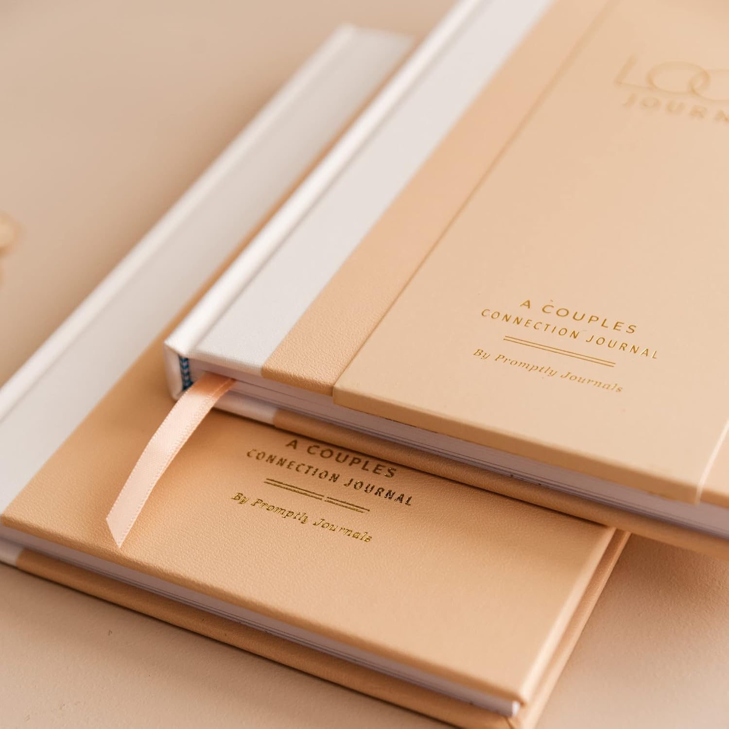 Promptly Journals, Our Connection Journal: 52 Weeks of Exploration for Two (Sorbet Orange, Linen/Leatherette) | Relationship Book for Couples | Couples Therapy Journal