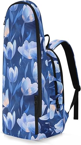 Miniatura 2 de Unisex Tennis Bag Large Storage Tulipa Flowers Royal Blue Gym Sport Travel Bag for Women Men para raqueta