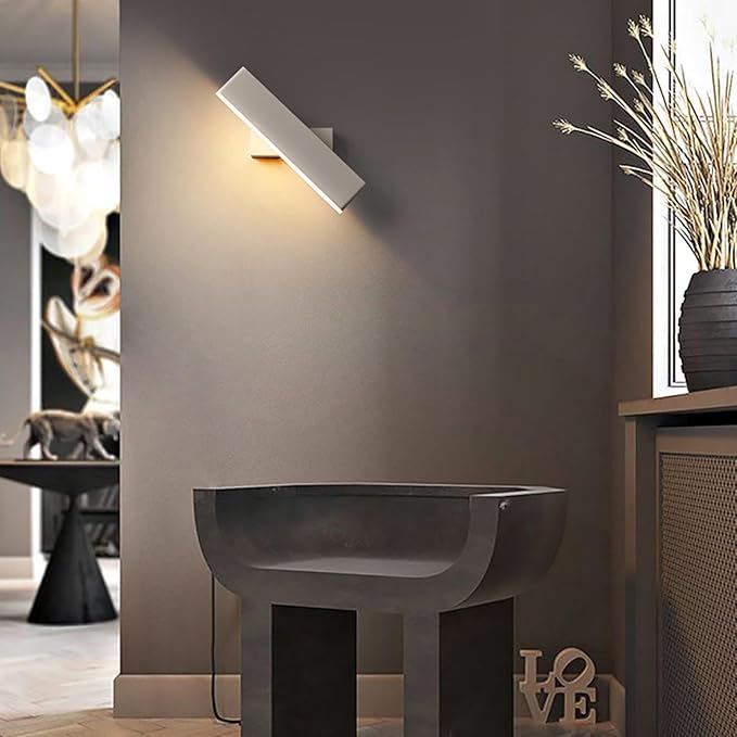 cuciots Led-wandlamp voor binnen, 2 stuks draaibare stripvorm ontwerp LED-wandlamp, warm/natuurlijk/wit licht wandkandelaar verlichting voor slaapkamer woonkamer gang trap (wit) photo 3