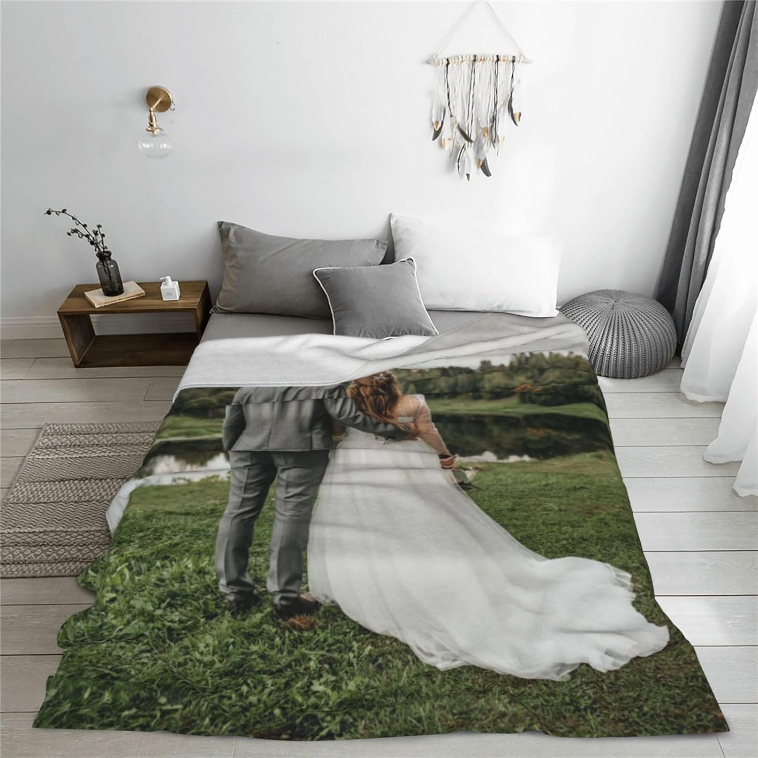 Personalized Blanket Picture Blankets Customized Photo Text Custom Gifts for Daughter Son Mom Dad Couple Customize 1-10 Photos Flannel Throw Blanket for Bed Couch, Multi Color 60"x80" Style1