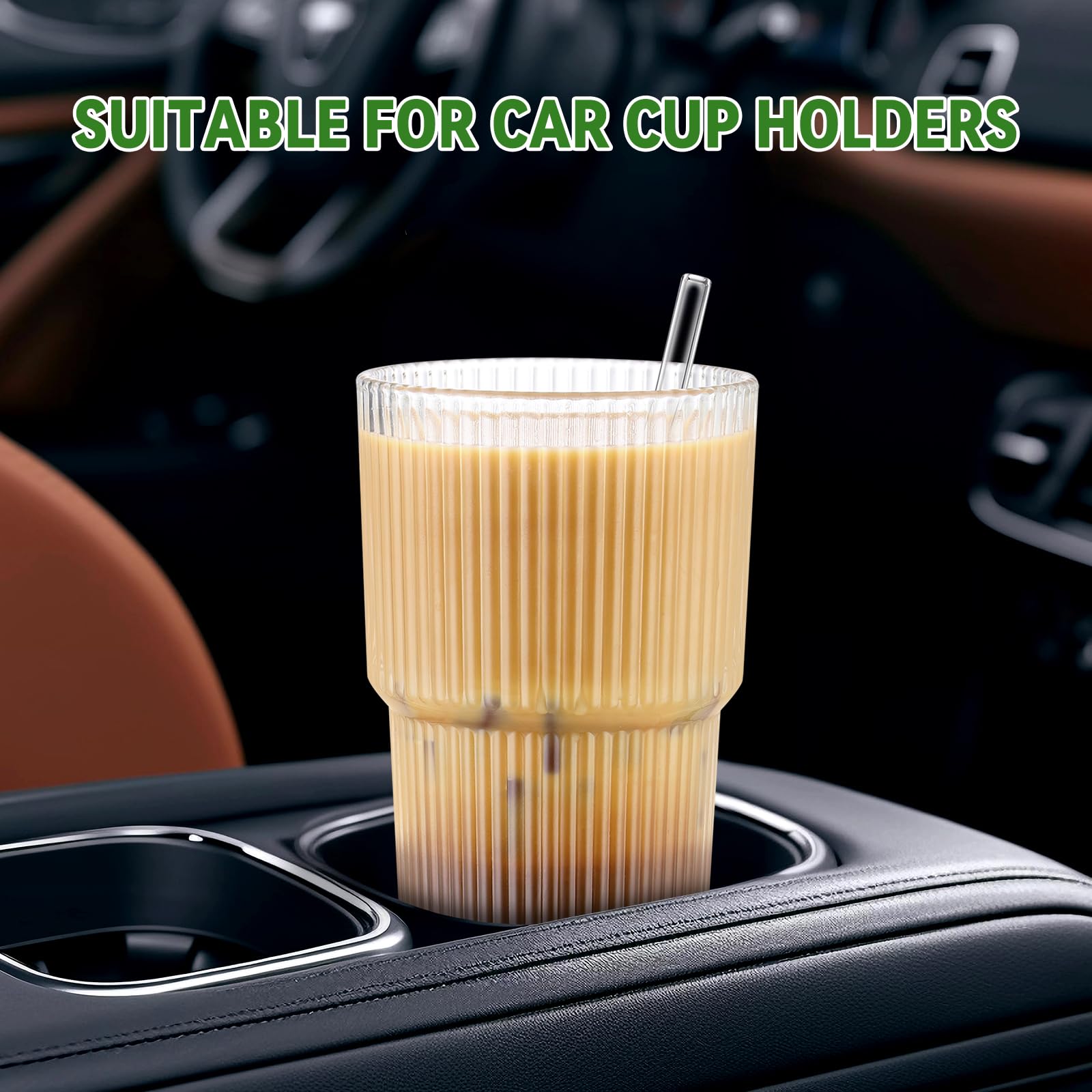 CWHHRN Set di 3 bicchieri di vetro da 590 ml e cannuccia, bicchieri in vetro con cannuccia, bicchieri vintage per whisky, cocktail, birra, tazze da caffè freddo (confezione da 3)