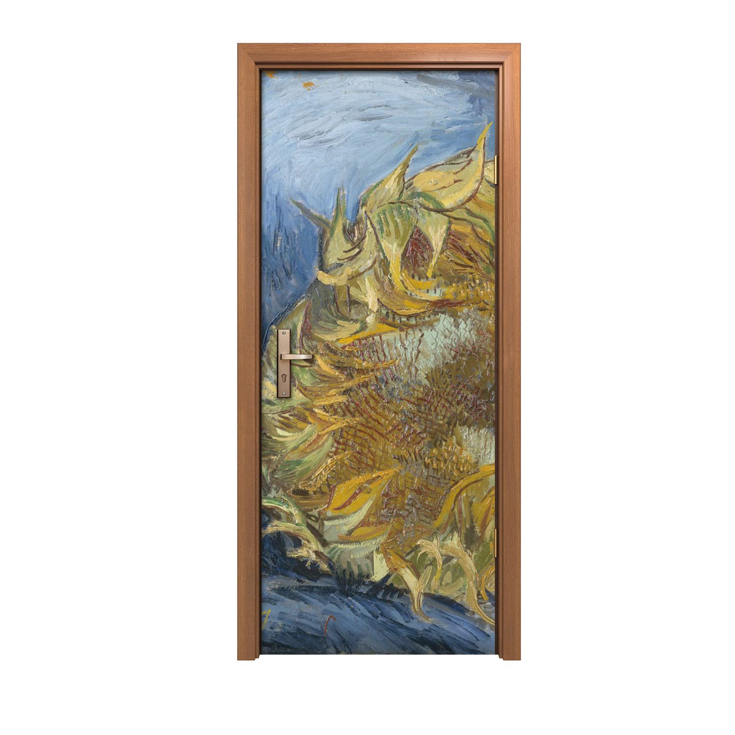 Autocollant de porte tournesols 80x200cm pour decoration murale de salon