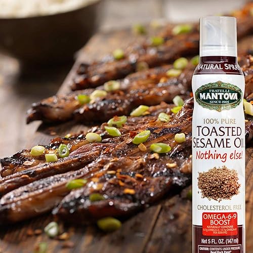 Miniatura 5 de Mantova Aceite de sésamo tostado, espray de cocina 100% puro con omegas, perfecto para asar a la parrilla, hornear o condimentar para cocinar,