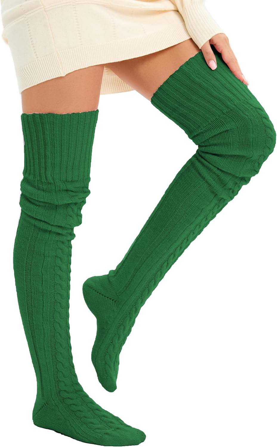 HYTENSUN Women's Thigh High Knitted Winter Boot Socks Vintage Extra Long Leg Warmer Over Knee High Stockings - Image 3