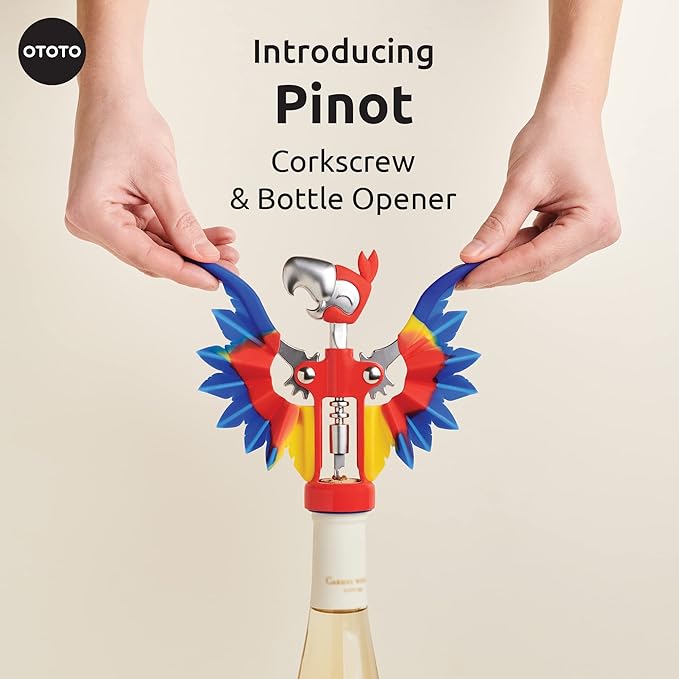 OTOTO Pinot Sacacorchos y Destapador de Botellas con Forma de Loro miniatura 3