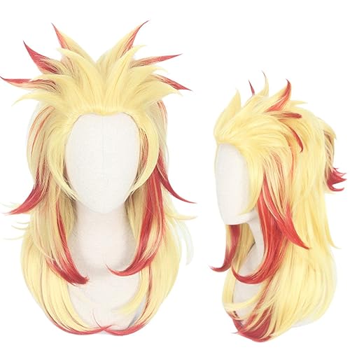 SYIBOO Kimetsu no Yaiba Rengoku Kyoujurou - Pelucas de anime para cosplay, peluca de pelo mixto