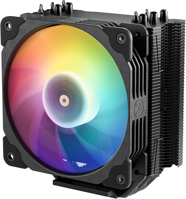 Enfriador de aire para CPU Vetroo V5 negro con 5 tubos de calor | Refrigeración del procesador FDB PWM de 120 mm para Intel LGA 1851/1700/1200/115X AMD AM5/AM4, sincronización de luces RGB direccionables
