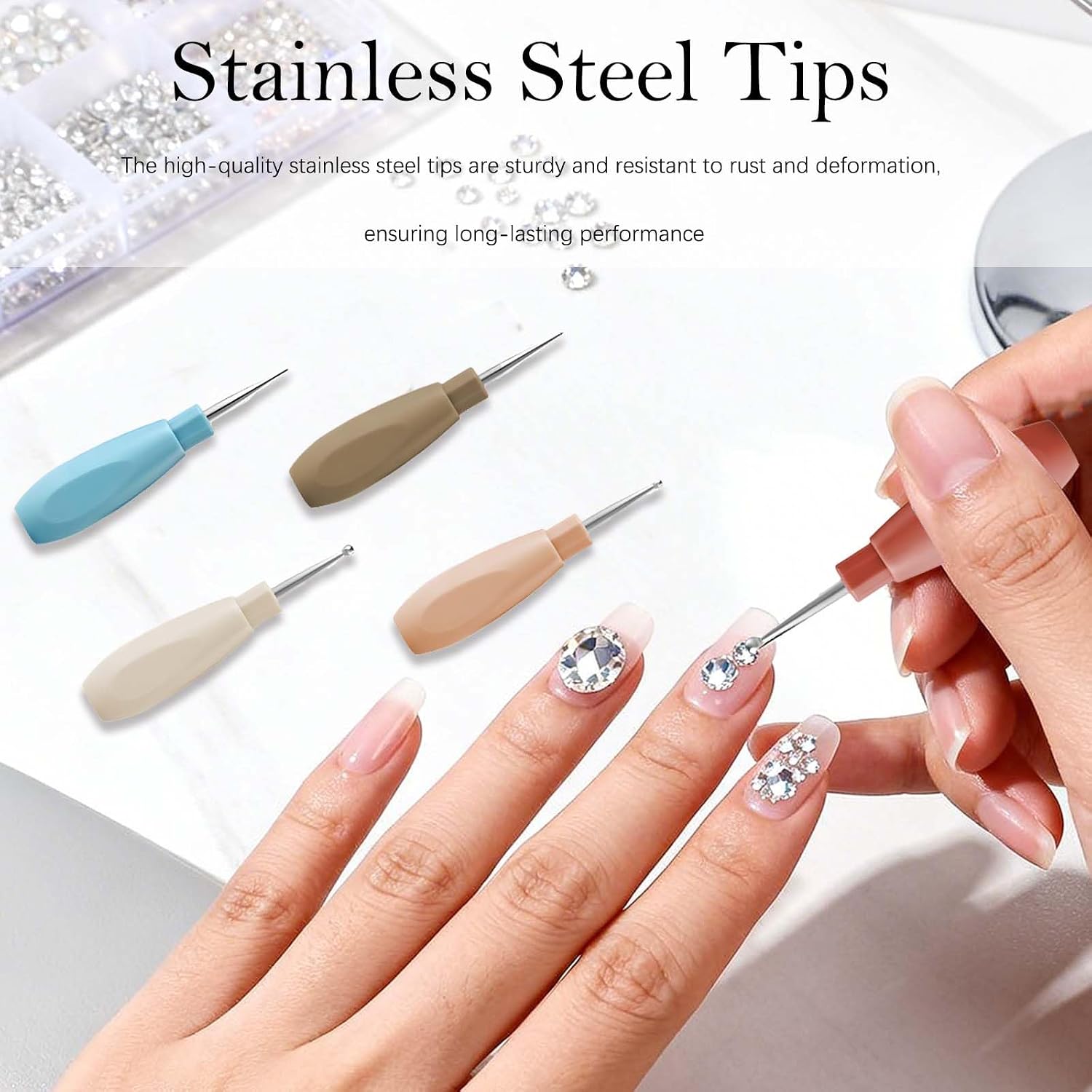 2026 New Nail Dotting Pen Set - 5 Interchangeable Stainless Steel Dottings Tools for Manicure Art, Rhinestone Picker, Lining, Painting, Sculpting, Salon and Home Manicure Embossing