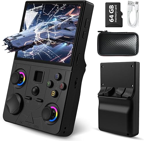 Consola de juegos portátil retro, consola de juegos retro DC35V con pantalla IPS de 3.5 pulgadas, sistema Linux de código abierto integrado