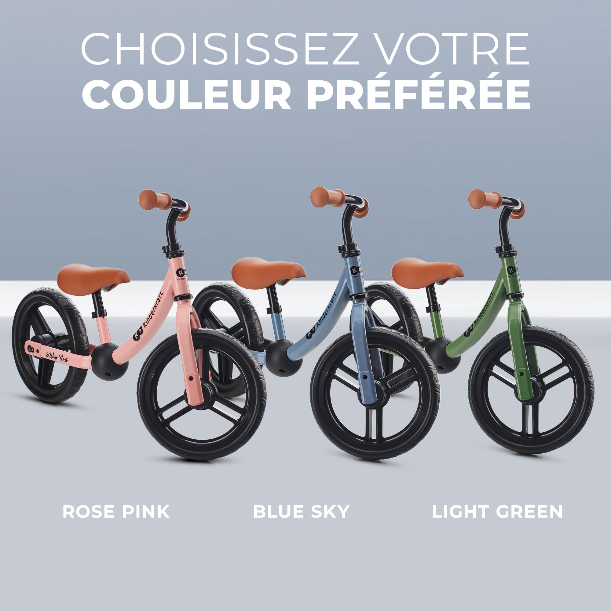 Kinderkraft 2WAY Next Draisienne en Métal, Vélo sans Pédale, Velo Bebe, Guidon Réglables, Durable, Accessoires, De 2 Ans jusqu'à 35 kg, Bleu