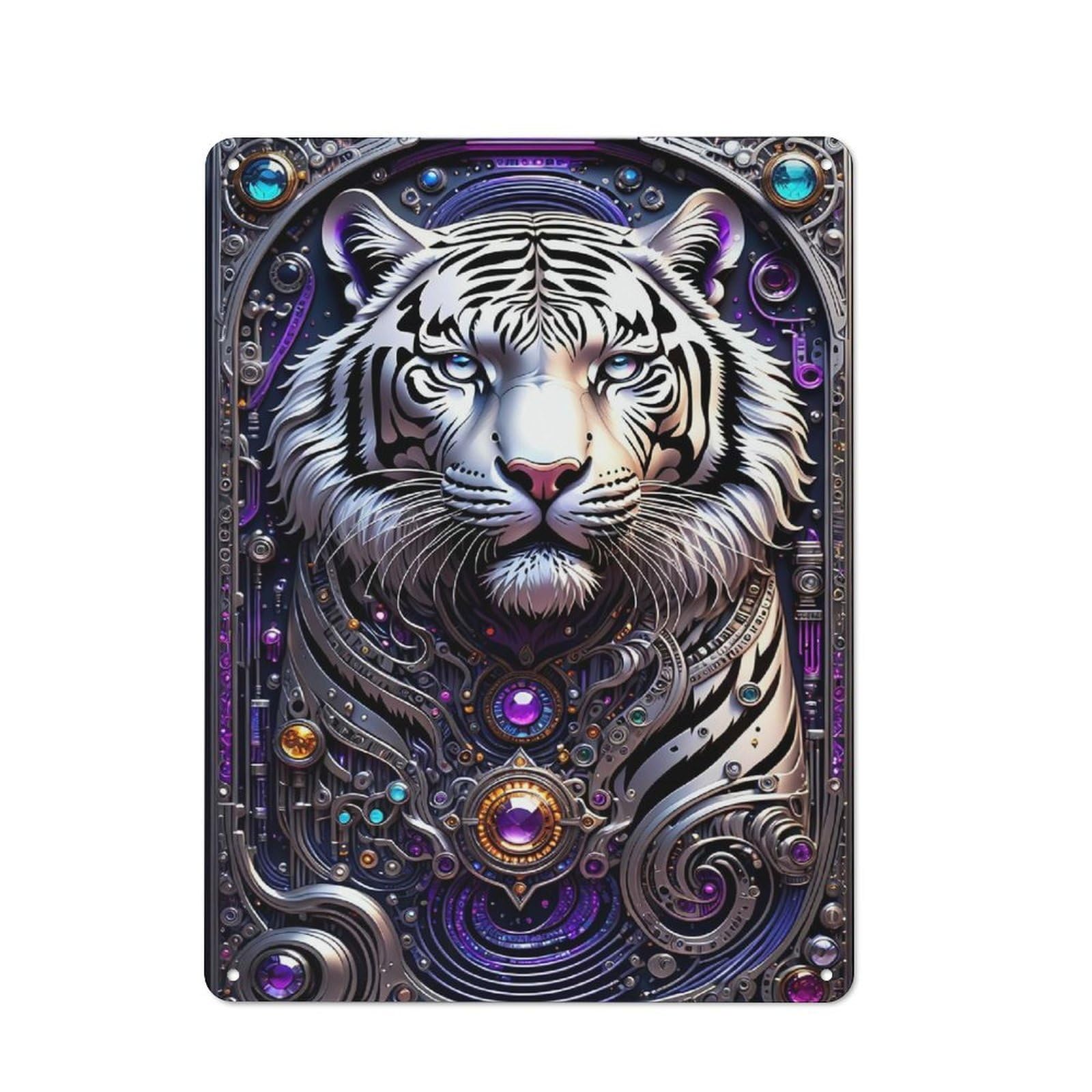Junmoney Style-1 Galactic Tiger Chronicles Retro-Style Tin Wall Plaque 40X30cm For Café Or Home Bar, For Themed Interiors In Cafés And Home Bars