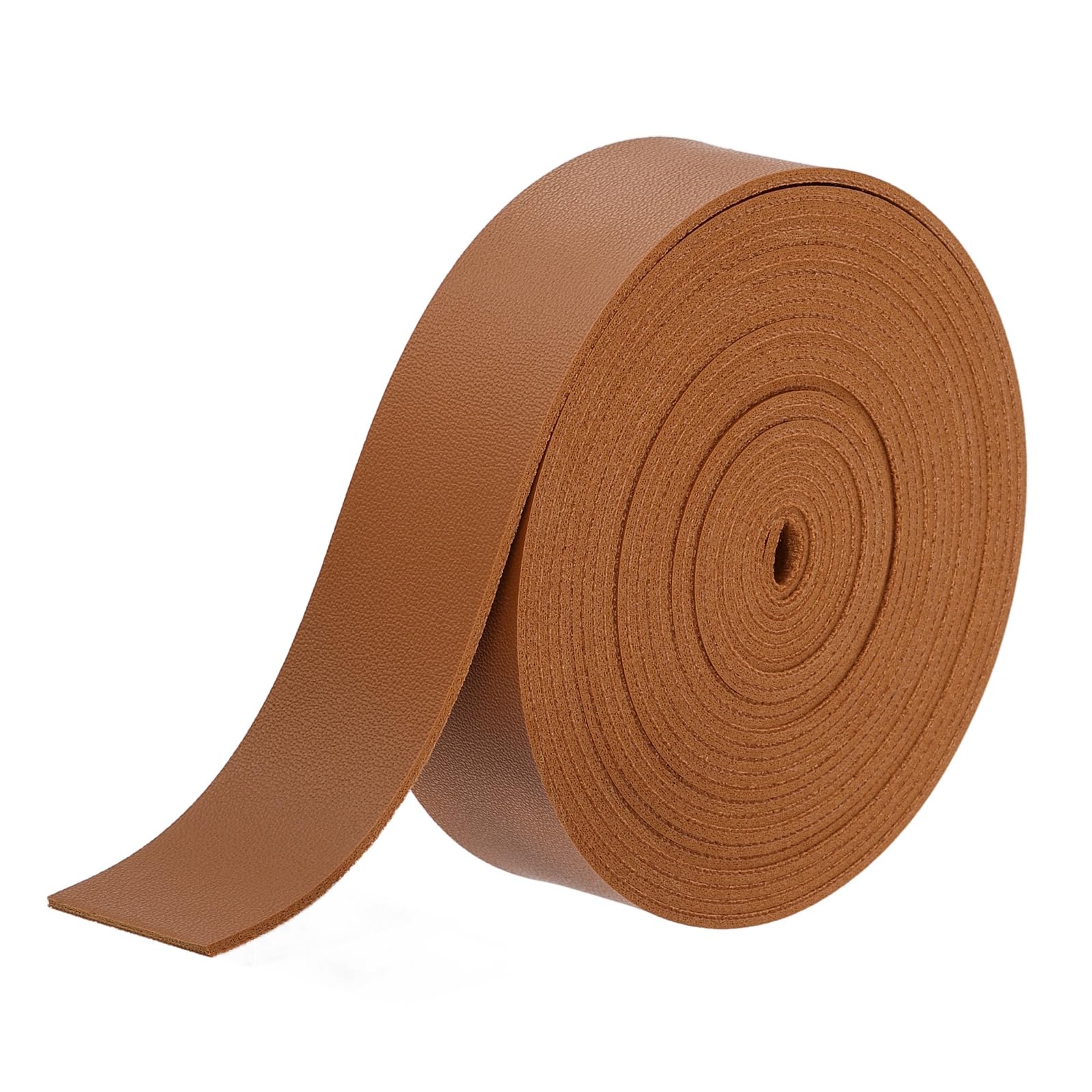 sourcing map Faux Leather Straps, 1 Inch Wide 137.8 Inch Long PU Leather Strips Flat Cord for Clothing Bag Belt Making DIY Craft Projects (2mm Thick, Light Brown)