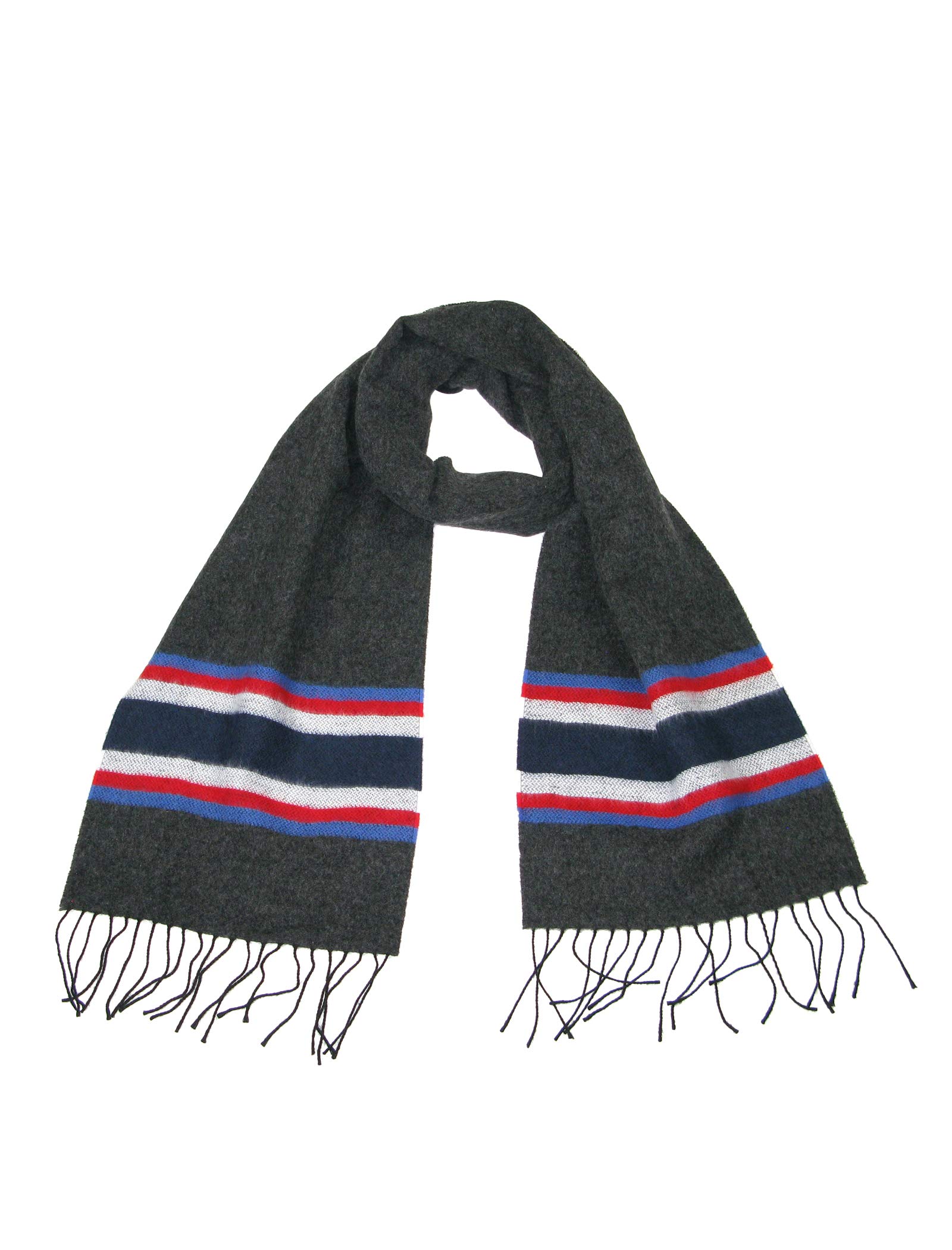 Lovarzi Men's Grey Blue & Red Winter Scarf For - Wool Scarves Grey Blue Red - Christmas Gifts For - Scarfs Winter