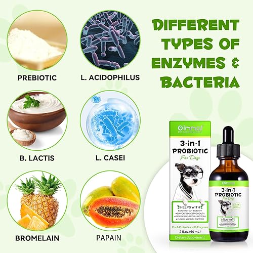 Miniatura 4 de Probiótico para perros, paquete de 2 gotas probióticas naturales 3 en 1 para perros que ayudan a aliviar la diarrea y malestar estomacal, apoya el