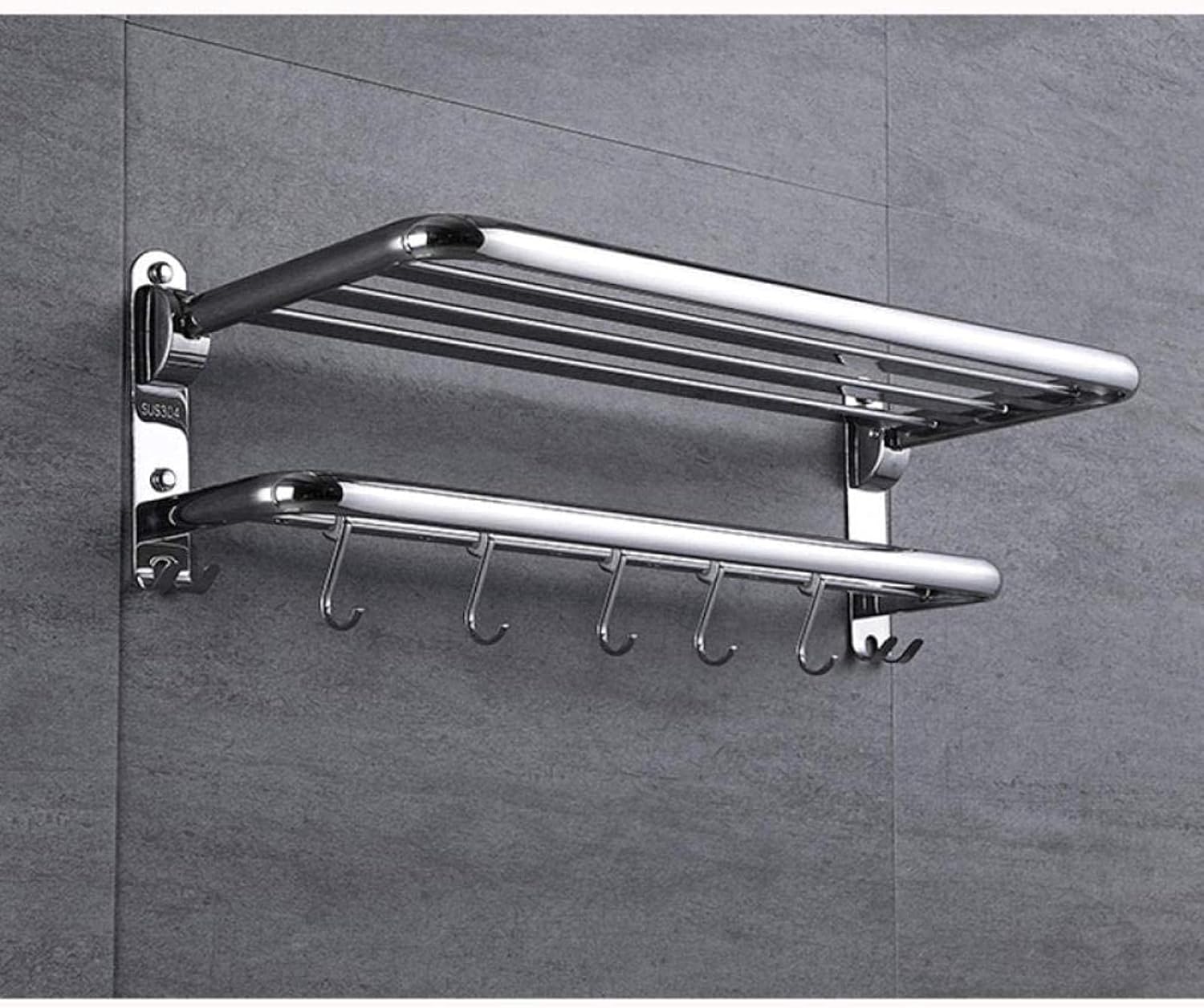 タオル掛け バスルームタオル掛け フック付き壁掛けタオルホルダー 304ステンレススチールタオル掛け キッチン棚 折りたたみ式バスルーム棚 パンチ 60cm B09clzs4rs 9u2 タオルバー サイズ Punch 60cm Gastroenterology Tj