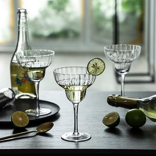 Miniatura 5 de 2,732.0 F TABLETOP Radial Ray Margarita Vasos de 11 oz. Juego de 4 con tallo largo para cócteles