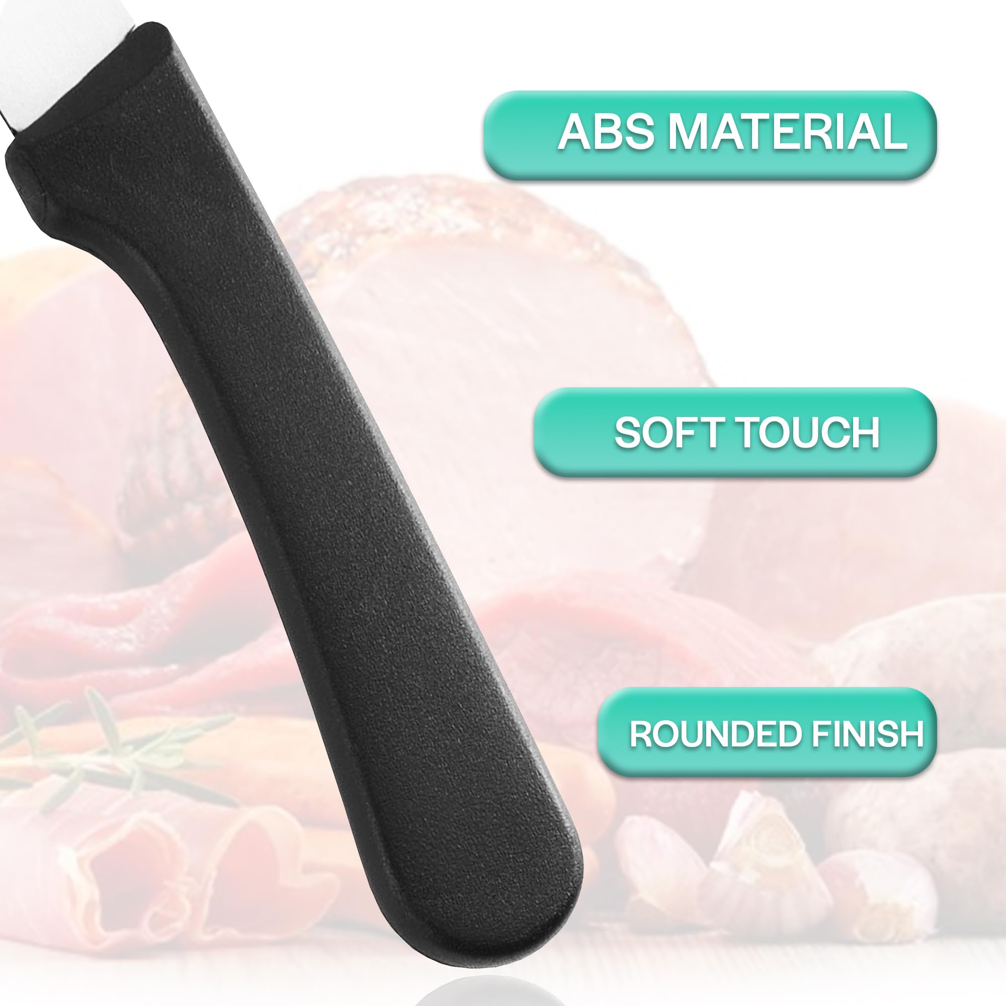 Cuchillos carne mesa premium de Acero Inoxidable 22 cm hoja de 12 cm resistentes a la corrosión ergonómicos y aptos para Lavavajillas cuchillo carne sierra chuletero (24 uds)
